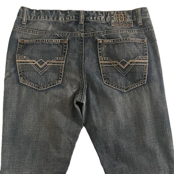 Request Jeans Mens Blue Straight Leg Wide Leg Premium Rancher Jeans 38x32 - Picture 4 of 7